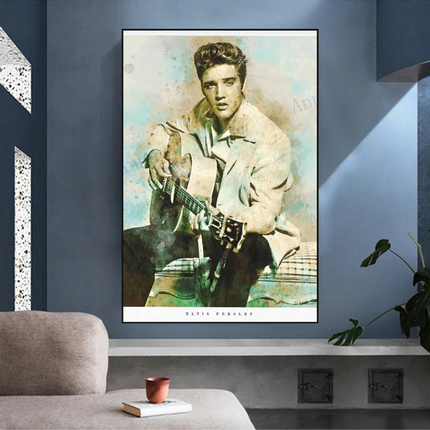 ChandelierDecor - Elvis Presley Singer Portrait Canvas Painting Abstract Magazine Wall Art