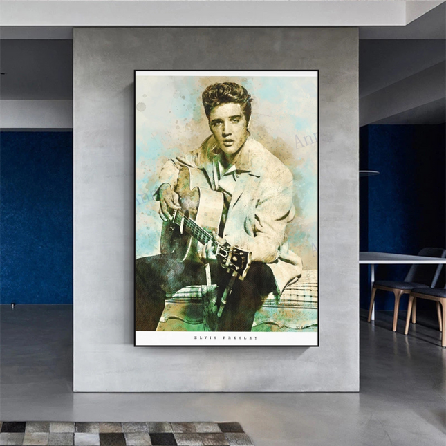 ChandelierDecor - Elvis Presley Singer Portrait Canvas Painting Abstract Magazine Wall Art
