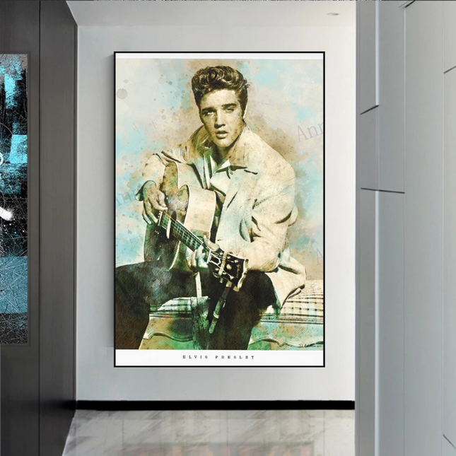 ChandelierDecor - Elvis Presley Singer Portrait Canvas Painting Abstract Magazine Wall Art