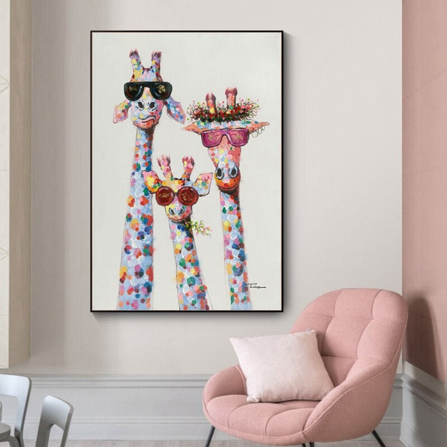 ChandelierDecor - Funny Giraffe Wearing Sunglasses Canvas Wall Art