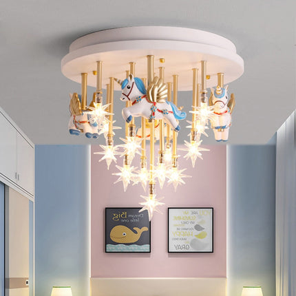ChandelierDecor - Girls Merry Go Roond Horses Ceiling Light | Kids Room Decor Lights