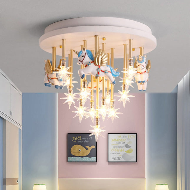 ChandelierDecor - Girls Merry Go Roond Horses Ceiling Light | Kids Room Decor Lights