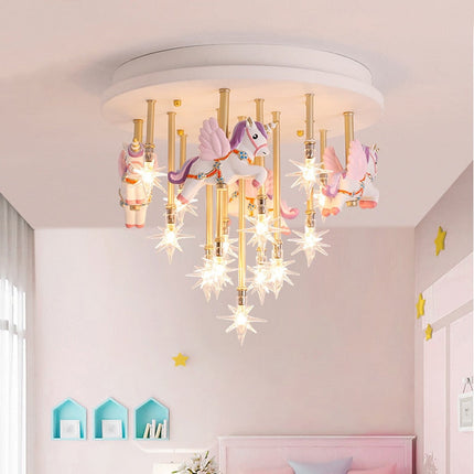ChandelierDecor - Girls Merry Go Roond Horses Ceiling Light | Kids Room Decor Lights