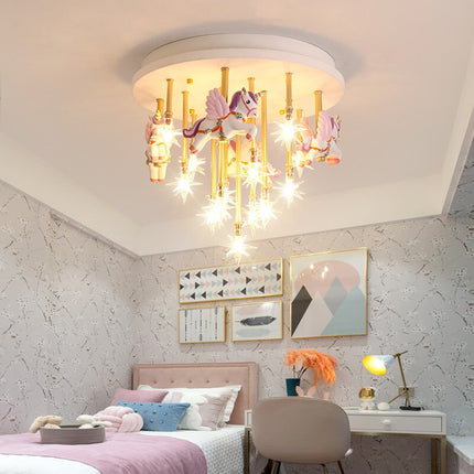 ChandelierDecor - Girls Merry Go Roond Horses Ceiling Light | Kids Room Decor Lights