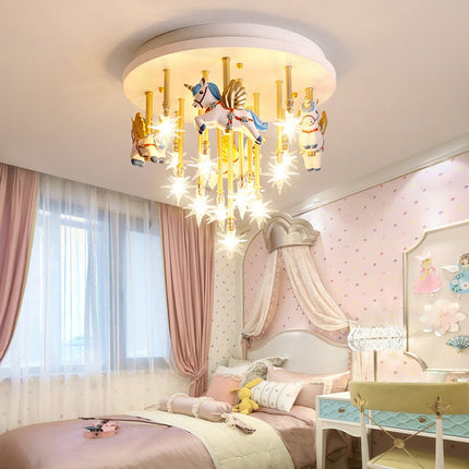 ChandelierDecor - Girls Merry Go Roond Horses Ceiling Light | Kids Room Decor Lights