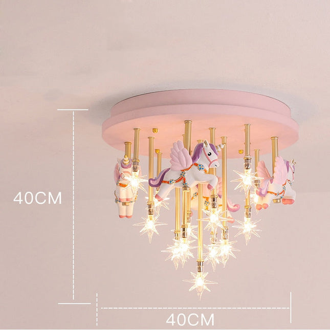 ChandelierDecor - Girls Merry Go Roond Horses Ceiling Light | Kids Room Decor Lights