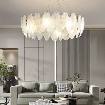 ChandelierDecor - Glass Feather Chandelier: Elegant Lighting Fixture