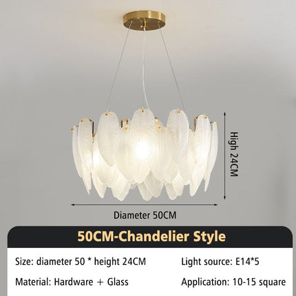 ChandelierDecor - Glass Feather Chandelier: Elegant Lighting Fixture