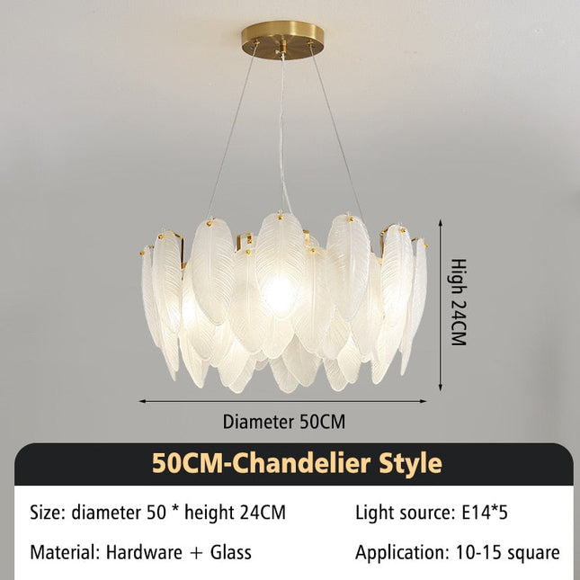 ChandelierDecor - Glass Feather Chandelier: Elegant Lighting Fixture