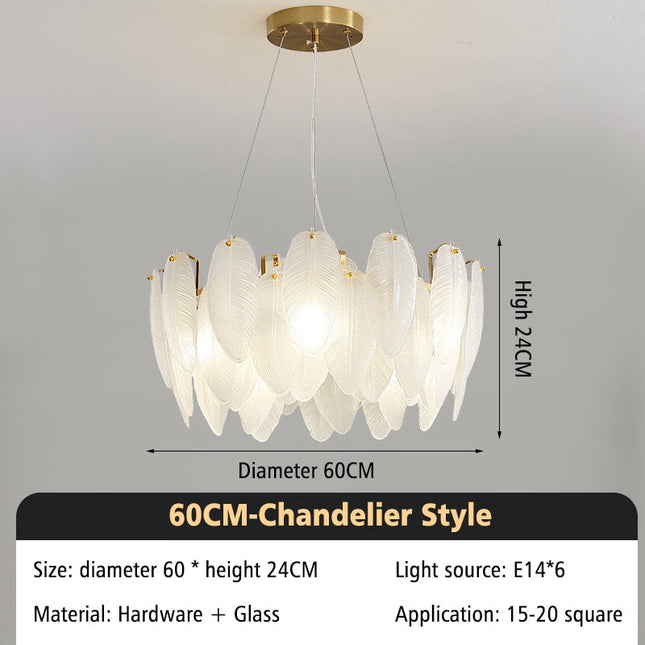 ChandelierDecor - Glass Feather Chandelier: Elegant Lighting Fixture