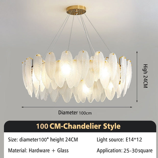 ChandelierDecor - Glass Feather Chandelier: Elegant Lighting Fixture