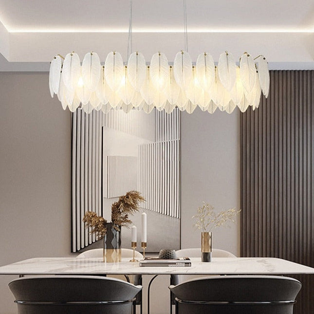 ChandelierDecor - Glass Feather Chandelier: Elegant Lighting Fixture