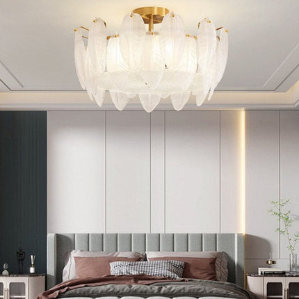 ChandelierDecor - Glass Feather Chandelier: Elegant Lighting Fixture