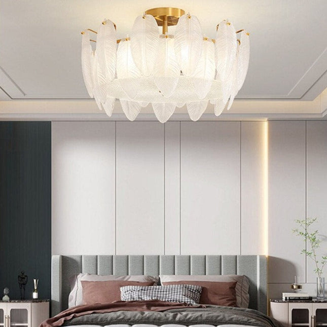 ChandelierDecor - Glass Feather Chandelier: Elegant Lighting Fixture