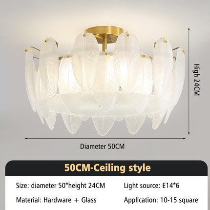 ChandelierDecor - Glass Feather Chandelier: Elegant Lighting Fixture