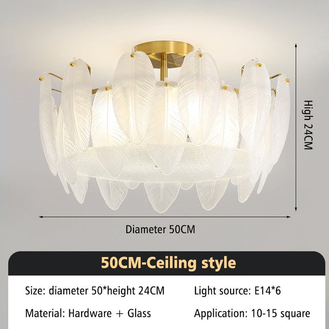 ChandelierDecor - Glass Feather Chandelier: Elegant Lighting Fixture
