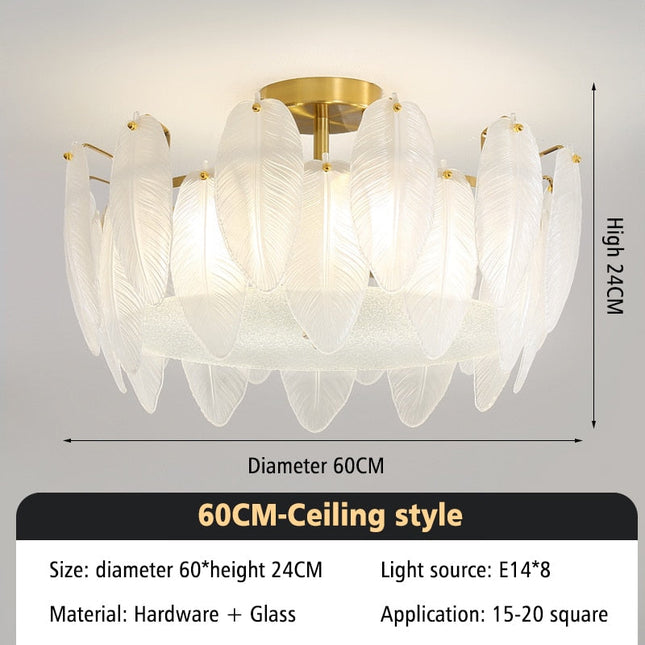 ChandelierDecor - Glass Feather Chandelier: Elegant Lighting Fixture