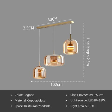 ChandelierDecor - Glass LED Pendant Hanging Lamp For Dining Room