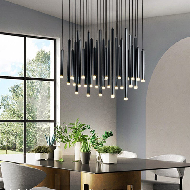 ChandelierDecor - Gold and Black Long Tubes LED Chandelier Light