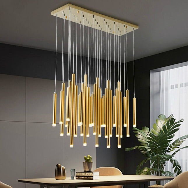 ChandelierDecor - Gold and Black Long Tubes LED Chandelier Light