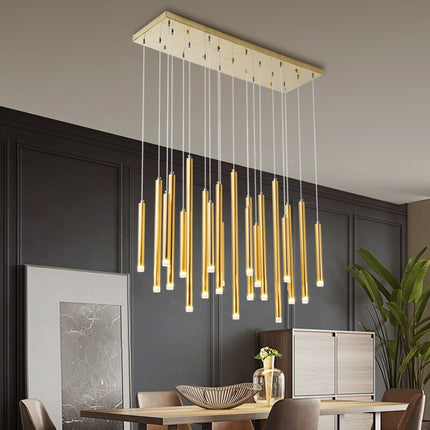 ChandelierDecor - Gold and Black Long Tubes LED Chandelier Light