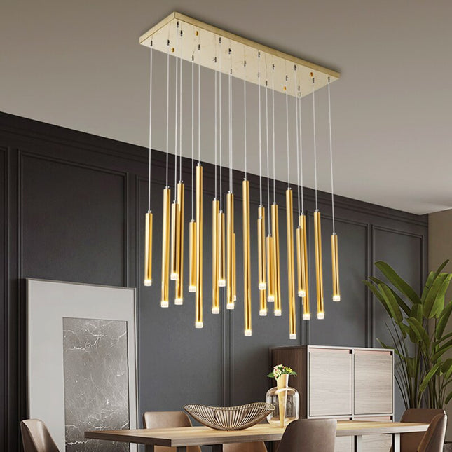 ChandelierDecor - Gold and Black Long Tubes LED Chandelier Light