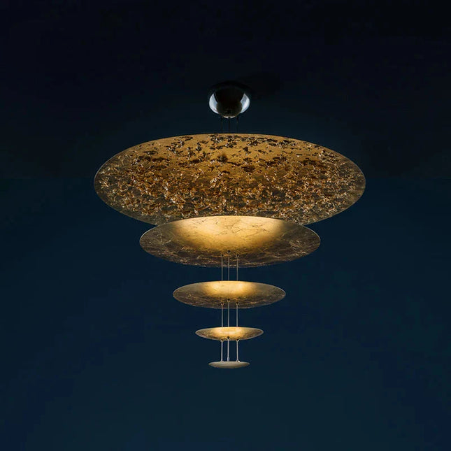 ChandelierDecor - Gold Foil Brushed Nickel Lobby Chandelier