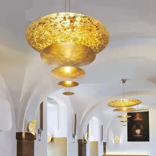 ChandelierDecor - Gold Foil Brushed Nickel Lobby Chandelier