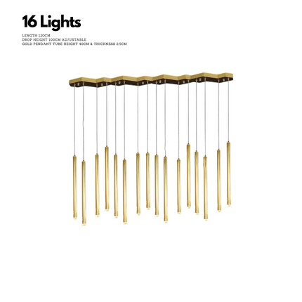 ChandelierDecor - Gold Tubes LED Minimalistic Chandelier - Electroplated