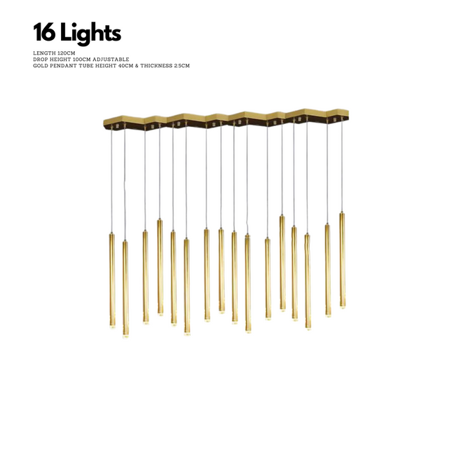 ChandelierDecor - Gold Tubes LED Minimalistic Chandelier - Electroplated