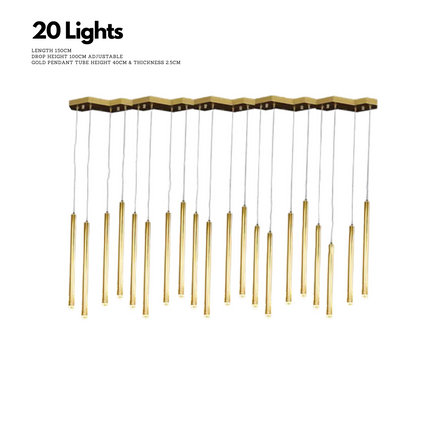 ChandelierDecor - Gold Tubes LED Minimalistic Chandelier - Electroplated
