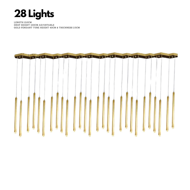 ChandelierDecor - Gold Tubes LED Minimalistic Chandelier - Electroplated