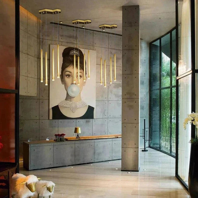 ChandelierDecor - Gold Tubes LED Minimalistic Chandelier - Electroplated