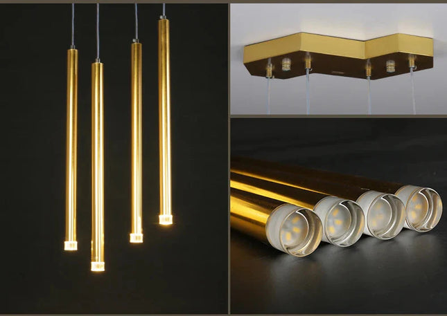 ChandelierDecor - Gold Tubes LED Minimalistic Chandelier - Electroplated