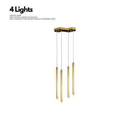 ChandelierDecor - Gold Tubes LED Minimalistic Chandelier - Electroplated