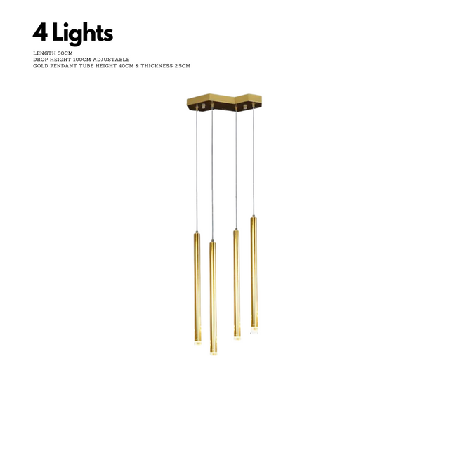 ChandelierDecor - Gold Tubes LED Minimalistic Chandelier - Electroplated