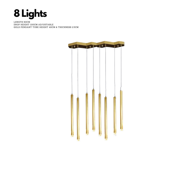 ChandelierDecor - Gold Tubes LED Minimalistic Chandelier - Electroplated