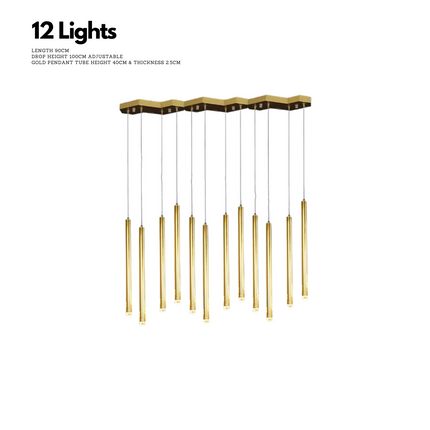 ChandelierDecor - Gold Tubes LED Minimalistic Chandelier - Electroplated