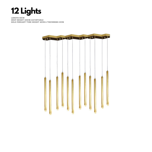 ChandelierDecor - Gold Tubes LED Minimalistic Chandelier - Electroplated