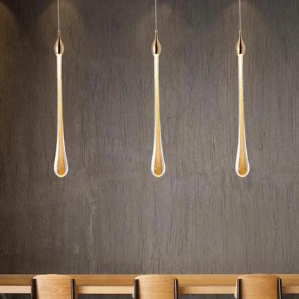 ChandelierDecor - Gold Water Drop Crystal Pendant LED Chandelier Lighting