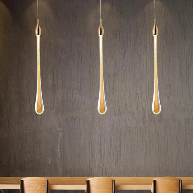 ChandelierDecor - Gold Water Drop Crystal Pendant LED Chandelier Lighting