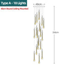 L'or français / Hauteur 35cm / Suspension à 18 lampes
