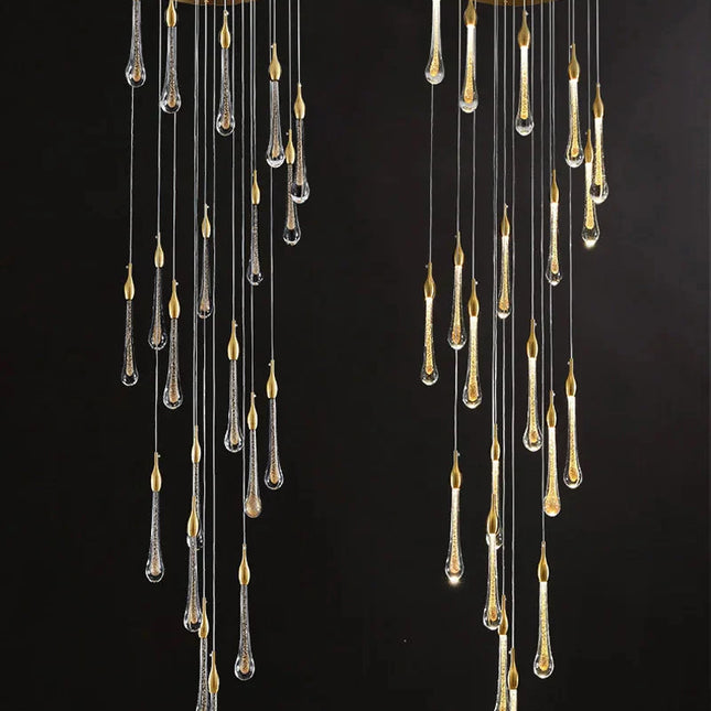ChandelierDecor - Gold Water Drop Crystal Pendant LED Chandelier Lighting