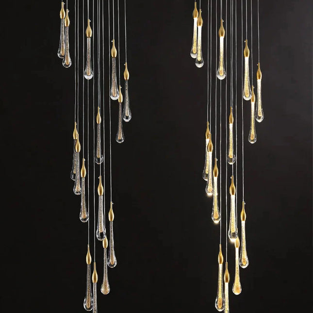 ChandelierDecor - Gold Water Drop Crystal Pendant LED Chandelier Lighting
