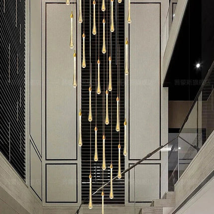 ChandelierDecor - Gold Water Drop Crystal Pendant LED Chandelier Lighting
