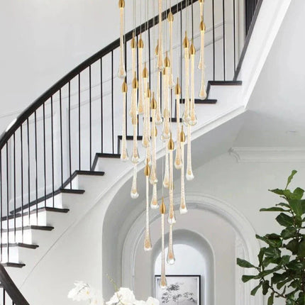 ChandelierDecor - Gold Water Drop Crystal Pendant LED Chandelier Lighting