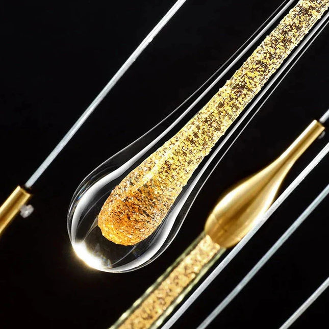 ChandelierDecor - Gold Water Drop Crystal Pendant LED Chandelier Lighting