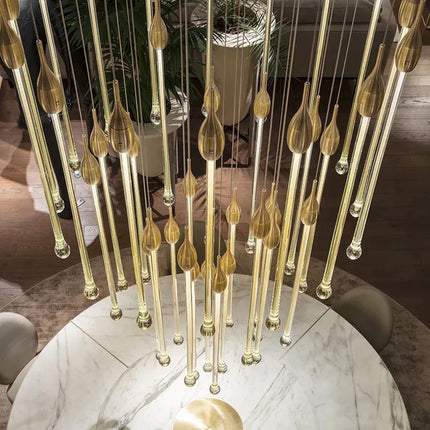 ChandelierDecor - Gold Water Drop Crystal Pendant LED Chandelier Lighting