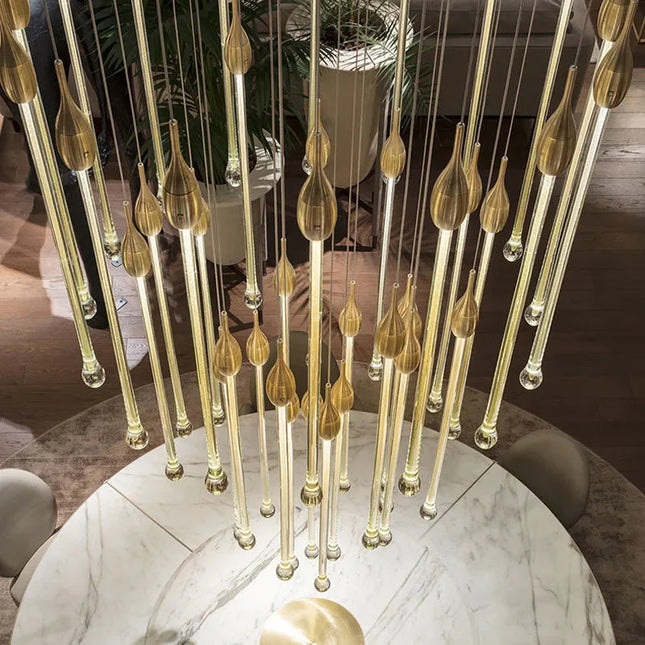 ChandelierDecor - Gold Water Drop Crystal Pendant LED Chandelier Lighting