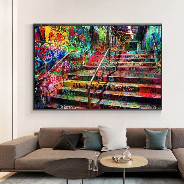 ChandelierDecor - Graffiti Stairs Canvas Wall Art